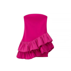 Pink Strapless Ruffles Mini Dress