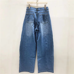 Multi Button Detaling Wide Leg Denim Jeans