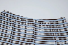 Striped Print 3/4 Sleeve Boat Neck Top and Elastic Waist Shorts Set