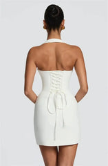 Halter Strap Solid Bodycon Mini Dress