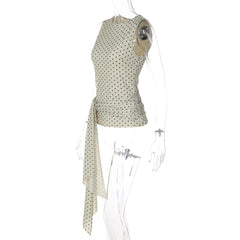 Polka Dot Waist Tie Tank Top