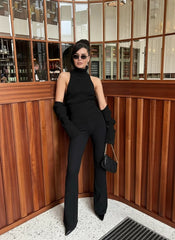 Ribbed Knit Turtleneck Cutout Shoulder  Vest Long-Sleeved Shawl 2-Piece Set Top