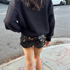 Sequin Elastic Low Waist Shorts