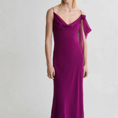Purple Strap Rose Maxi Dress