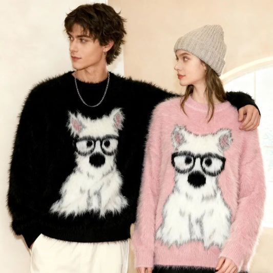 Cartoon Dog Graphic Sweater