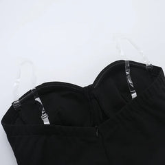 Black Flare Structured Tube Mini Dress