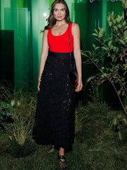Embroidered Petal Textured Maxi Skirts