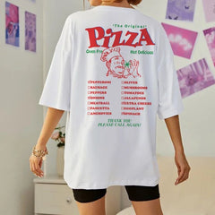 Funny Pizza Back Print Graphic Unisex Vintage Grunge Tees