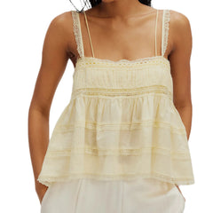 Lace Trim Patchwork Tanks Top