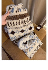 Geometric Winter Print Plush Sweatpants