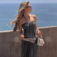 Halter Drape Long Dress