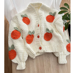 Orange Embroidered Cardigan Free From Label