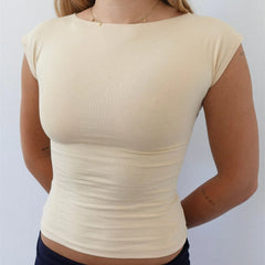Front Cutout Tie Up Short Sleeve Top