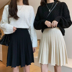 Knitted Pleated Long Mini Skirt Free From Label