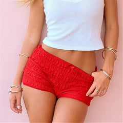 Ruched Low Rise Frill Bloomers Micro Shorts