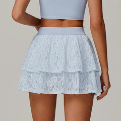 Lace Tiered Tennis Sports Mini Skirt