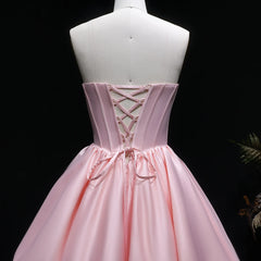 Pink Satin Tiered Ruffle Corset Mini Dress