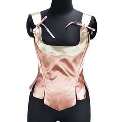 Pink Satin Two Tone Tie Up Corset Top