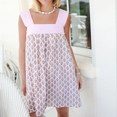 Printed Tie Bow Strap Babydoll Mini Dress