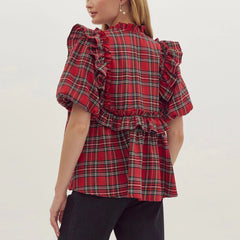 Gingham Babydoll Blouse
