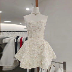 Floral Embroidered Strapless Mini Dress