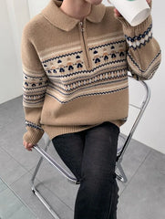 Half Zip Christmas Knit Pullover Free From Label