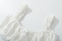 White Lacing Up Bow Ruched Chest Crop Top