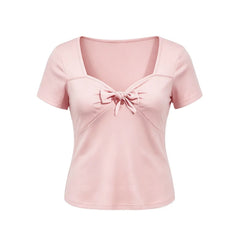 Front Bow Knot Short Sleeve T-Shirt