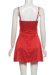 Red Satin Cami Mini Dress