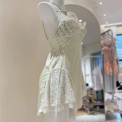 Lace Pachwork Babydoll Mini Nightdress