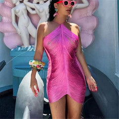 Tassel Halter Mini Dress
