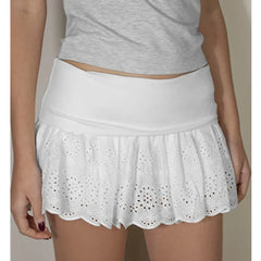 White lace skirt worn by a person