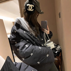 Bowknot Embroidered Reversible Coat