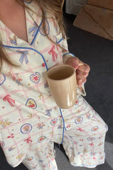 Fruit Print Long Sleeve Shirt with Long Pants Loungewear Set