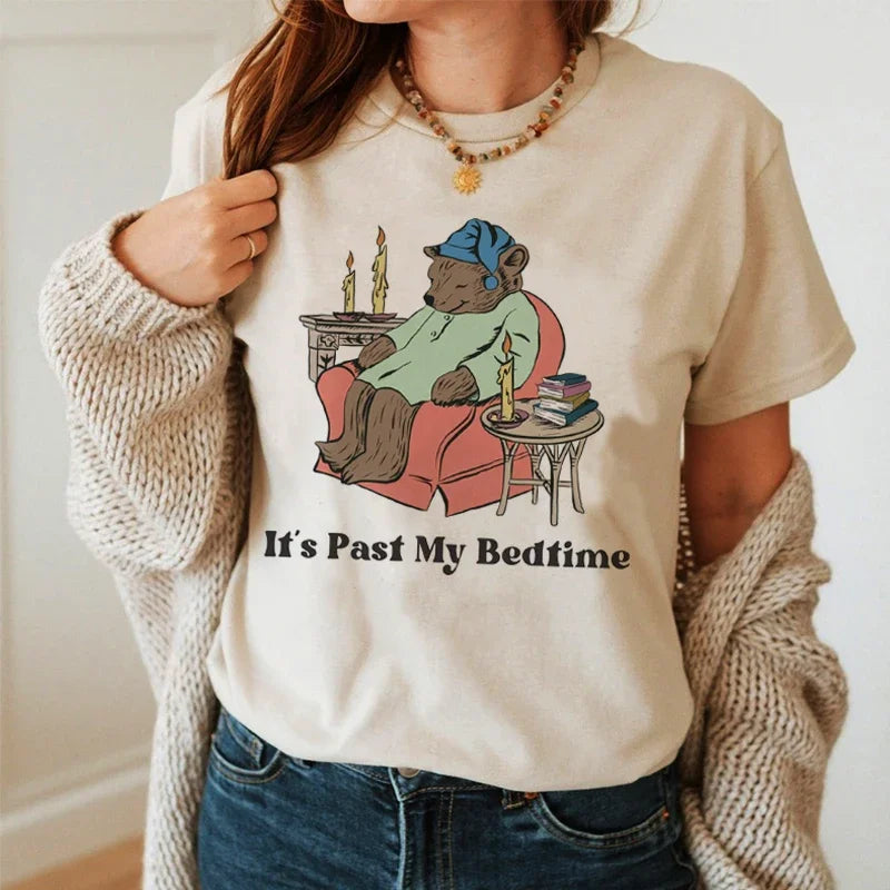 Past My Bedtime Bookworm Graphic Unisex Short Sleeve Book Lover Tees