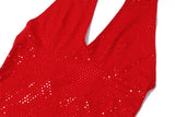 Red Sequin Deep V-neck Halter Bandage Mini Dress