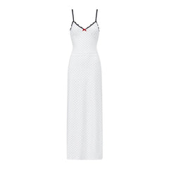 Polka Dot  Spaghetti Strap Top And Maxi Skirt Set