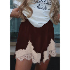 Satin Lace Trim Shorts