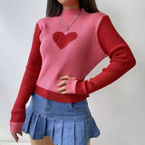 Heart Shape Long Sleeve Knitted Top