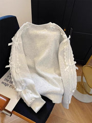 Grey Lace Bow Sweatshirt