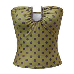 Polka Dot Deep U Cutout Tube Top