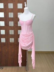 Pink Bustier Draped Bodycon Mini Dress