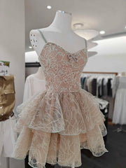 Lace Embroidered Ruffle Tiered Cami Mini Dress