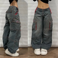 Multi-pocket Washed Baggy Jeans Free From Label