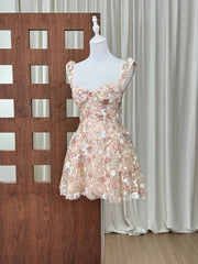 Floral Embroidery Sequins Mini Dress