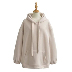 Women's fleece hoodie with a drawstring hood.