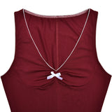 Red V-Neck Bow Sleeveless Mini Dress