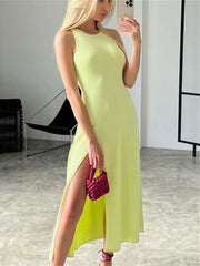 Ribbed Slit Sleeveless Midi Dress - Free From Label