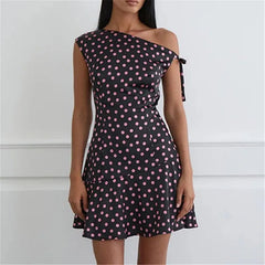 One Shoulder Polka Dot Mini Dress