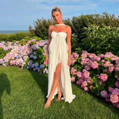 Ruffles Scarf Collar Long Dress